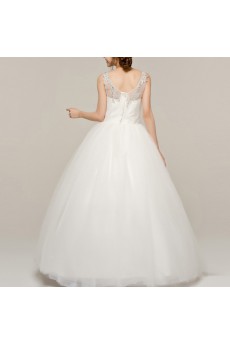 Organza Scoop Neckline Floor Length Ball Gown with Crystal
