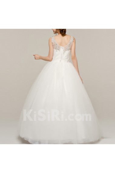 Organza Scoop Neckline Floor Length Ball Gown with Crystal