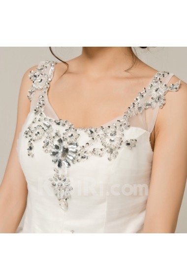 Organza Scoop Neckline Floor Length Ball Gown with Crystal