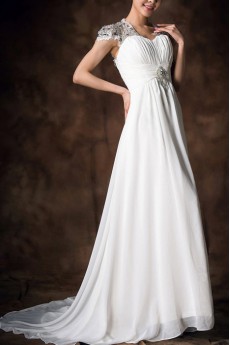 Satin V-neck Empire Gown with Crystal