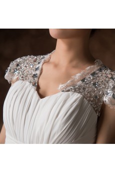 Satin V-neck Empire Gown with Crystal