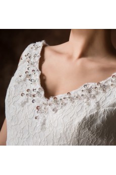 Satin V-neck A-line Gown with Sequins