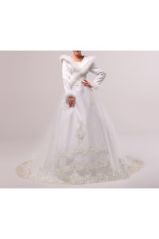 Organza V-neck Ball Gown with Sequins