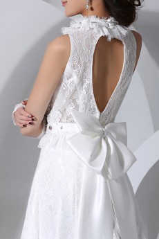 Lace Jewel Neckline A-line Gown with Sequins