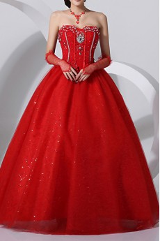 Organza Sweetheart Floor Length Ball Gown with Sequins