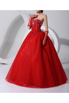 Organza Sweetheart Floor Length Ball Gown with Sequins