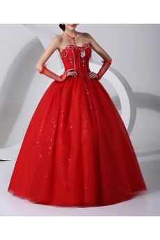 Organza Sweetheart Floor Length Ball Gown with Sequins