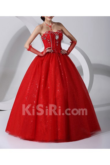 Organza Sweetheart Floor Length Ball Gown with Sequins