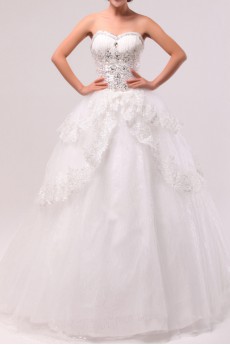 Organza Sweetheart Floor Length Ball Gown with Crystal