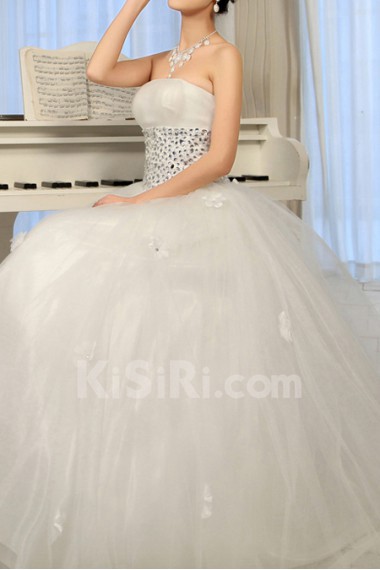 Tulle Strapless Floor Length Ball Gown with Sequins