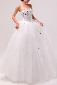 Organza Sweetheart Floor Length Ball Gown with Crystal