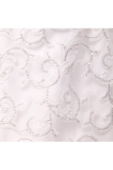 Lace Scoop Neckline Floor Length A-line Gown with Crystal