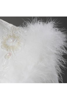 Satin Jewel Neckline Floor Length Ball Gown with Handmade Flowers