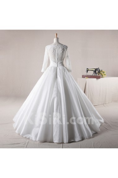 Organza Jewel Neckline Floor Length Ball Gown Dress with Sequins