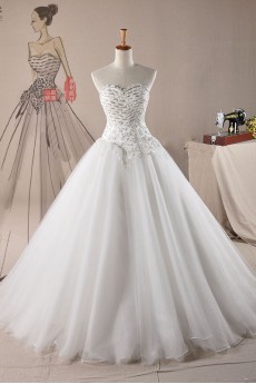 Organza Sweetheart Ball Gown Dress with Beading