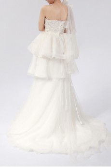 Organza One Shoulder Ball Gown Dress with Crystal