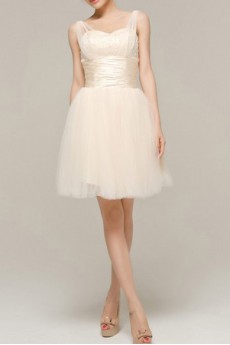 Satin Straps Neckline Short Corset Dress with Beading