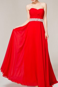 Chiffon Sweetheart Floor Length Empire Dress with Crystal