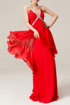 Chiffon V-neck Floor Length Empire Dress with Sequins