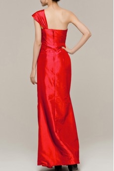 Satin One Shoulder Floor Length Sheath Dress with Sequins