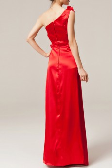 Satin One Shoulder Floor Length A-line Dress with Sequins