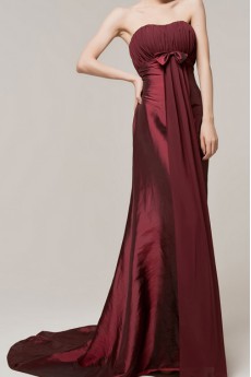 Satin Scoop Neckline Empire Dress with Bow