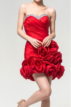 Satin Sweetheart Short Dress with Crystal