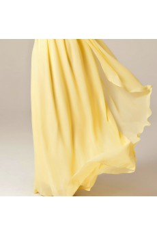 Chiffon One Shoulder Floor Length Empire Dress with Handmade Flowers