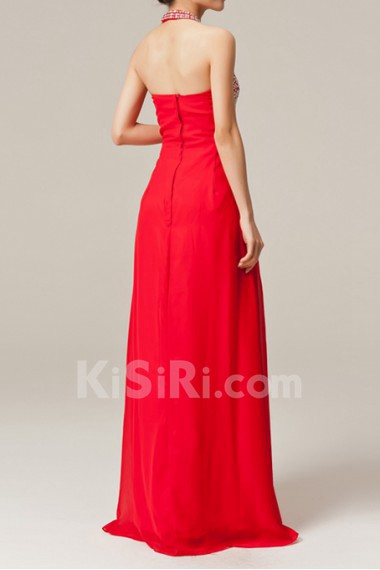 Chiffon Halter Floor Length Empire Dress with Sequins