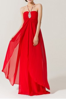 Chiffon Halter Floor Length Empire Dress