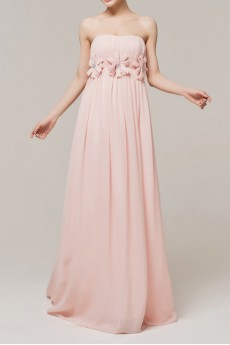 Chiffon Strapless Floor Length Empire Dress with Crystal