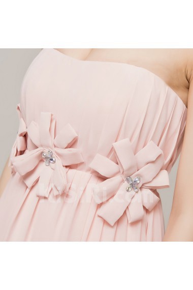 Chiffon Strapless Floor Length Empire Dress with Crystal