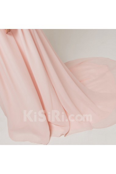 Chiffon Strapless Floor Length Empire Dress with Crystal