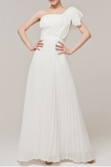 Chiffon One Shoulder Floor Length Empire Dress