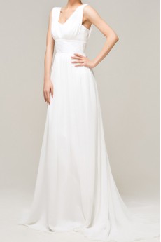 Chiffon Straps Neckline A-line Dress with Crystal