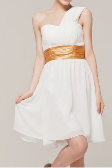 Chiffon One Shoulder Short Corset Dress