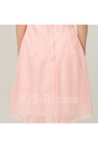 Chiffon Square Neckline Short A-line Dress with Bow