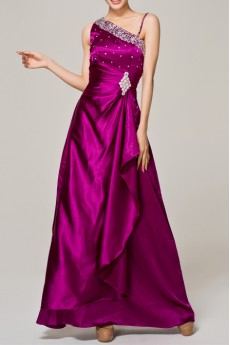 Taffeta Straps Neckline Floor Length A-line Dress with Crystal