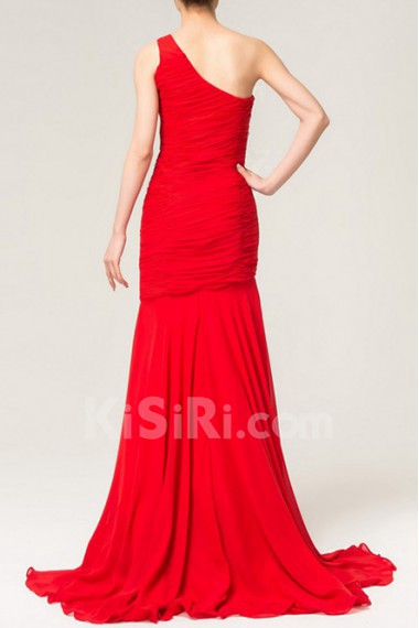 Chiffon One Shoulder Mermaid Dress with Sequins