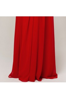 Chiffon V-neck Floor Length Column Dress with Crystal