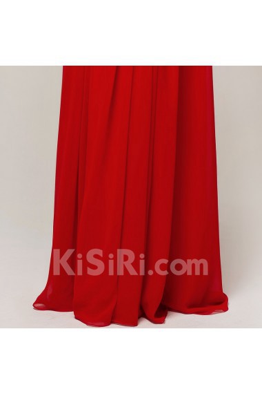 Chiffon V-neck Floor Length Column Dress with Crystal