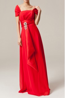 Chiffon Off-the-Shoulder Floor Length A-line Dress