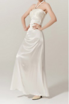 Silk Halter Ankle-Length A-line Dress