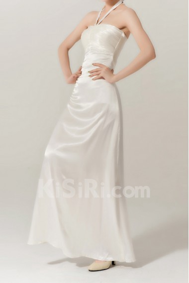 Silk Halter Ankle-Length A-line Dress