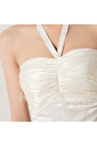 Silk Halter Ankle-Length A-line Dress