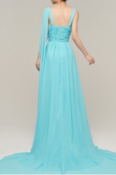 Chiffon V-neck A-line Dress with Crystal