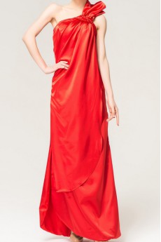 Charmeuse One Shoulder Floor Length Column Dress