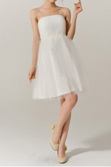 Tulle Strapless Short A-line Dress