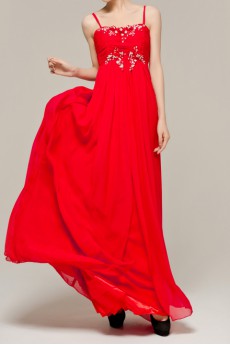 Chiffon Spaghetti Neckline Floor Length Column Dress with Sequins