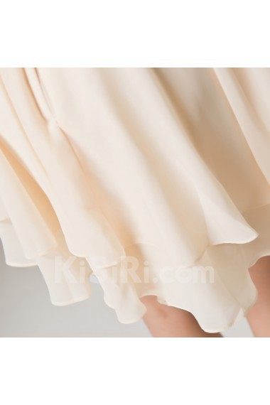 Chiffon Jewel Neckline Short Corset Dress with Embroidered